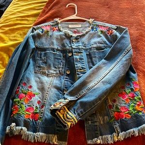 Desigual Denim Jacket. Floral